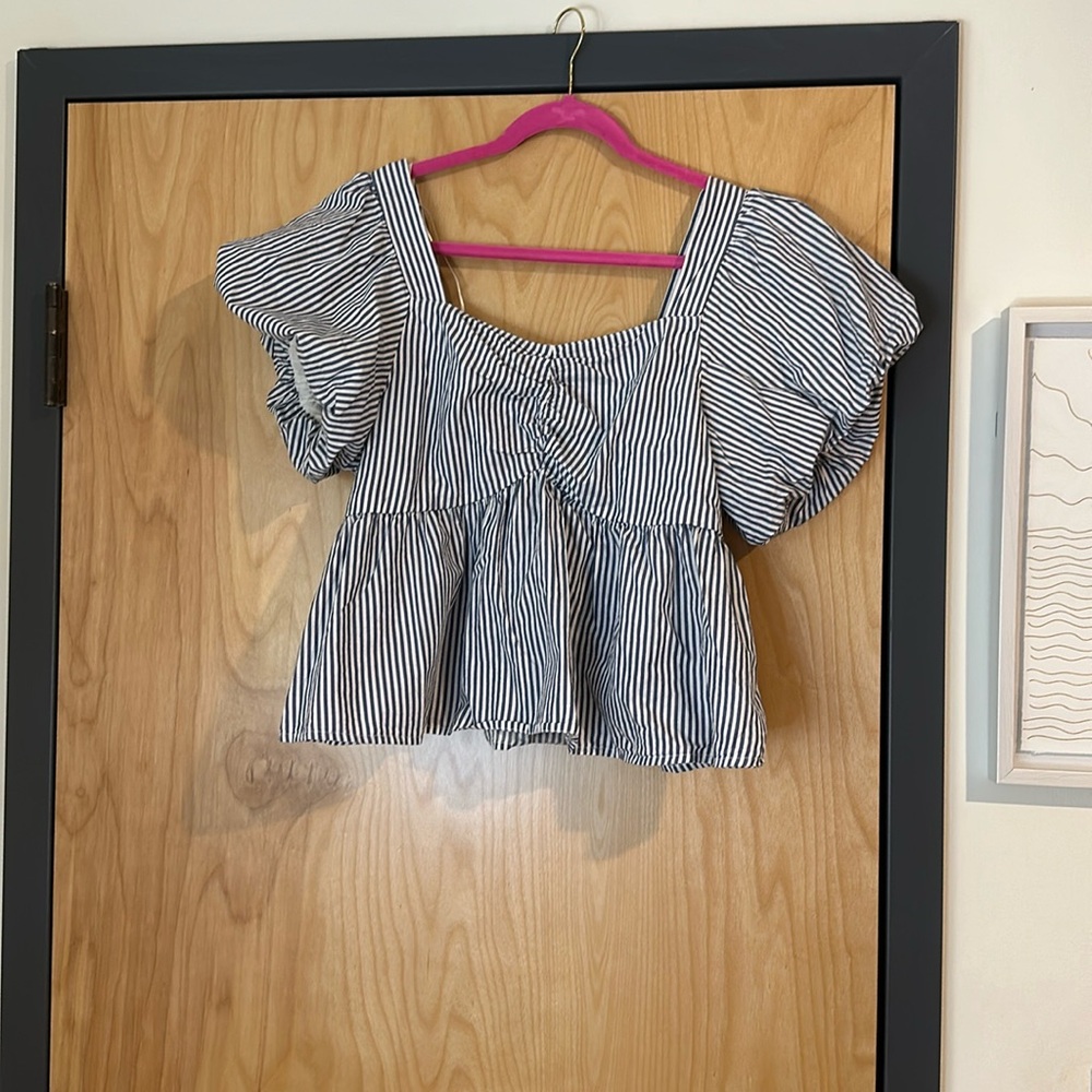 Navy and white stripped top